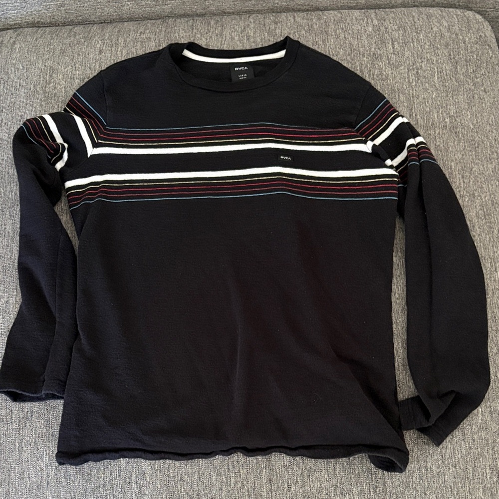 RVCA Black Striped Long Sleeve Shirt